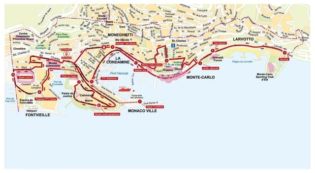 Mapa das viagens de autocarro Monaco Hop On Hop Off