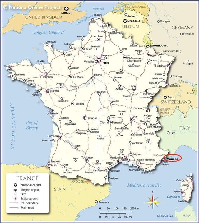 O Mónaco no mapa do Mónaco