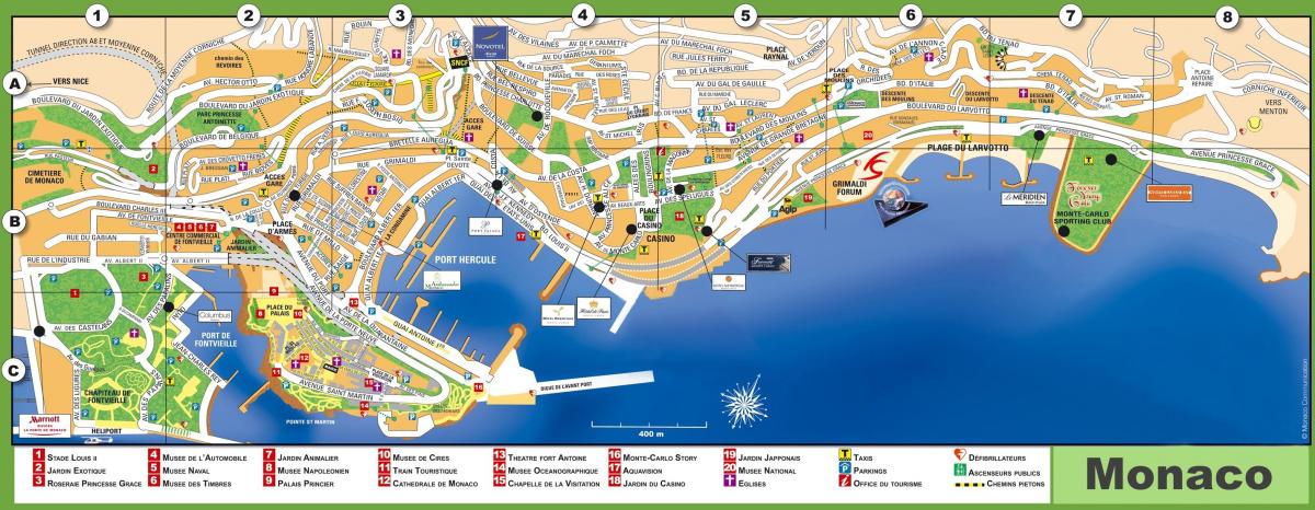 Mapa do centro da cidade de Mônaco