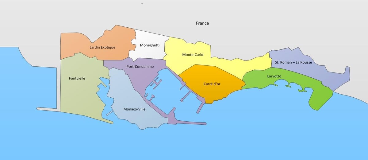 Mapa dos bairros do Mónaco