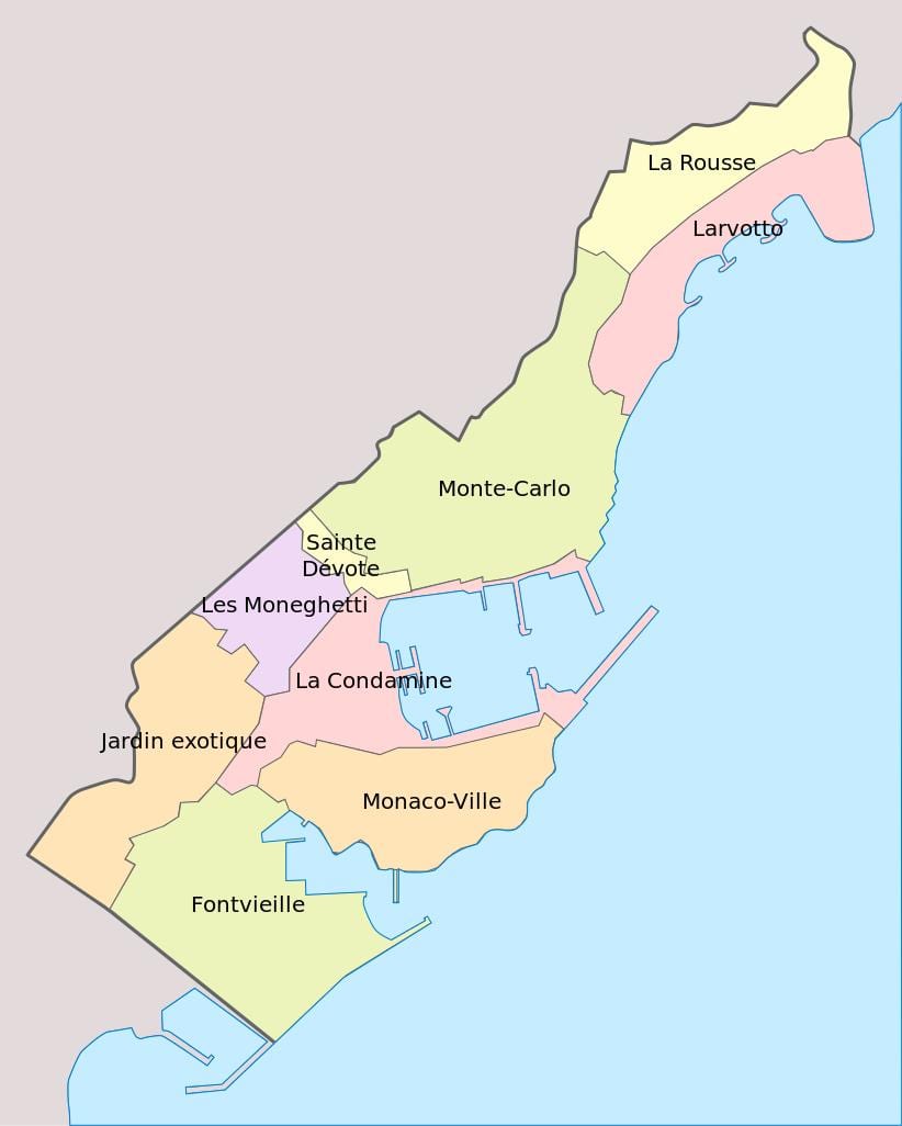 Mapa do distrito do Mónaco