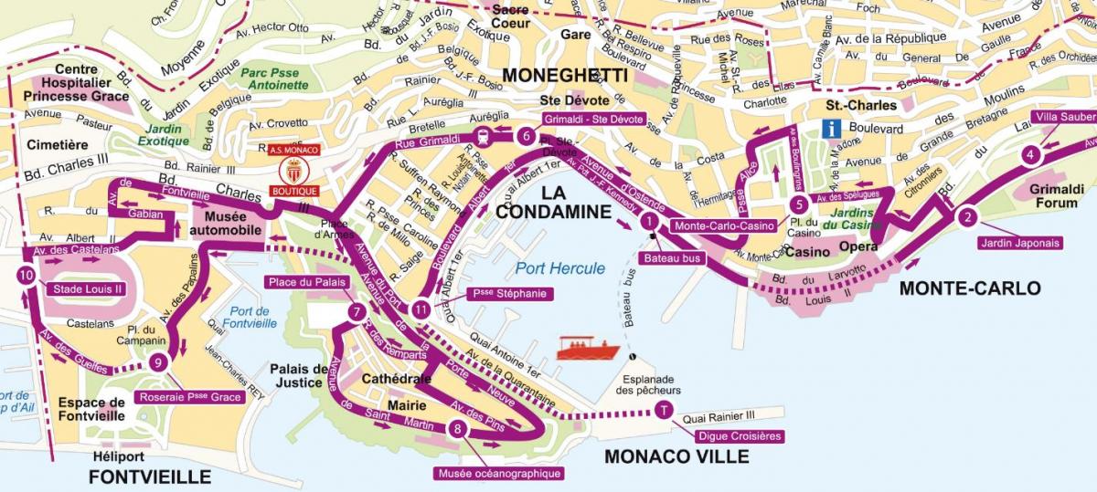 Mapa do Mónaco Big Bus
