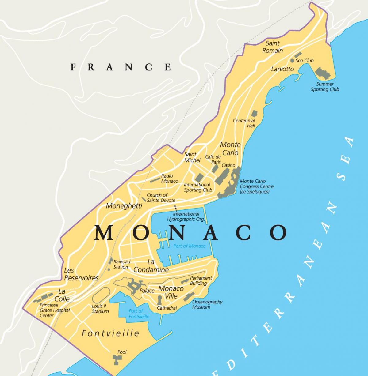 Mapa da cidade do Mónaco