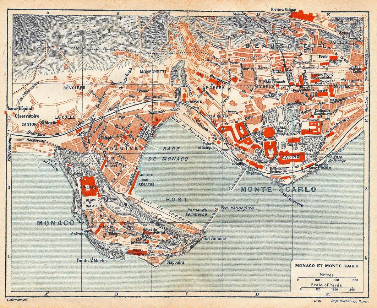 Mapa antigo do Mónaco